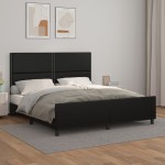 vidaXL Cadru de pat cu tăblie, negru, 180x200 cm, piele ecologică vidaXL Cadru de pat cu tăblie, negru, 180x200 cm, piele ecologică