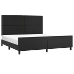 vidaXL Cadru de pat cu tăblie, negru, 180x200 cm, piele ecologică vidaXL Cadru de pat cu tăblie, negru, 180x200 cm, piele ecologică
