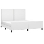 vidaXL Cadru de pat cu tăblie, alb, 180x200 cm, piele ecologică vidaXL Cadru de pat cu tăblie, alb, 180x200 cm, piele ecologică
