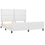 vidaXL Cadru de pat cu tăblie, alb, 180x200 cm, piele ecologică vidaXL Cadru de pat cu tăblie, alb, 180x200 cm, piele ecologică