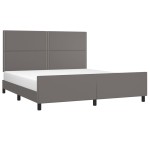 vidaXL Cadru de pat cu tăblie, gri, 180x200 cm, piele ecologică vidaXL Cadru de pat cu tăblie, gri, 180x200 cm, piele ecologică
