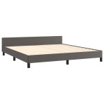 vidaXL Cadru de pat cu tăblie, gri, 180x200 cm, piele ecologică vidaXL Cadru de pat cu tăblie, gri, 180x200 cm, piele ecologică