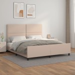 vidaXL Cadru de pat cu tăblie, cappuccino, 180x200 cm, piele ecologică vidaXL Cadru de pat cu tăblie, cappuccino, 180x200 cm, piele ecologică