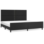 vidaXL Cadru de pat cu tăblie, negru, 200x200 cm, piele ecologică vidaXL Cadru de pat cu tăblie, negru, 200x200 cm, piele ecologică