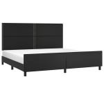 vidaXL Cadru de pat cu tăblie, negru, 200x200 cm, piele ecologică vidaXL Cadru de pat cu tăblie, negru, 200x200 cm, piele ecologică