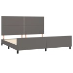 vidaXL Cadru de pat cu tăblie, gri, 200x200 cm, piele ecologică vidaXL Cadru de pat cu tăblie, gri, 200x200 cm, piele ecologică