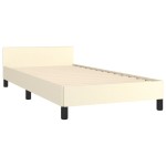 vidaXL Cadru de pat cu tăblie, crem, 80x200 cm, piele ecologică vidaXL Cadru de pat cu tăblie, crem, 80x200 cm, piele ecologică