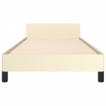 vidaXL Cadru de pat cu tăblie, crem, 80x200 cm, piele ecologică vidaXL Cadru de pat cu tăblie, crem, 80x200 cm, piele ecologică