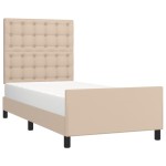 vidaXL Cadru de pat cu tăblie, cappuccino, 80x200 cm, piele ecologică