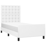 vidaXL Cadru de pat cu tăblie, alb, 90x190 cm, piele ecologică