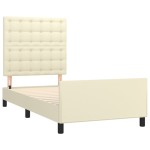 vidaXL Cadru de pat cu tăblie, crem, 90x190 cm, piele ecologică