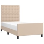 vidaXL Cadru de pat cu tăblie, cappuccino, 90x190 cm, piele ecologică vidaXL Cadru de pat cu tăblie, cappuccino, 90x190 cm, piele ecologică