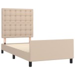 vidaXL Cadru de pat cu tăblie, cappuccino, 90x190 cm, piele ecologică vidaXL Cadru de pat cu tăblie, cappuccino, 90x190 cm, piele ecologică