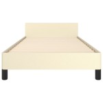 vidaXL Cadru de pat cu tăblie, crem, 90x200 cm, piele ecologică vidaXL Cadru de pat cu tăblie, crem, 90x200 cm, piele ecologică