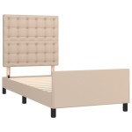 vidaXL Cadru de pat cu tăblie, cappuccino, 90x200 cm, piele ecologică vidaXL Cadru de pat cu tăblie, cappuccino, 90x200 cm, piele ecologică