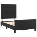 vidaXL Cadru de pat cu tăblie, negru, 100x200 cm, piele ecologică vidaXL Cadru de pat cu tăblie, negru, 100x200 cm, piele ecologică