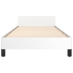 vidaXL Cadru de pat cu tăblie, alb, 100x200 cm, piele ecologică vidaXL Cadru de pat cu tăblie, alb, 100x200 cm, piele ecologică