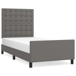 vidaXL Cadru de pat cu tăblie, gri, 100x200 cm, piele ecologică vidaXL Cadru de pat cu tăblie, gri, 100x200 cm, piele ecologică