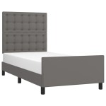 vidaXL Cadru de pat cu tăblie, gri, 100x200 cm, piele ecologică vidaXL Cadru de pat cu tăblie, gri, 100x200 cm, piele ecologică
