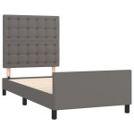 vidaXL Cadru de pat cu tăblie, gri, 100x200 cm, piele ecologică vidaXL Cadru de pat cu tăblie, gri, 100x200 cm, piele ecologică