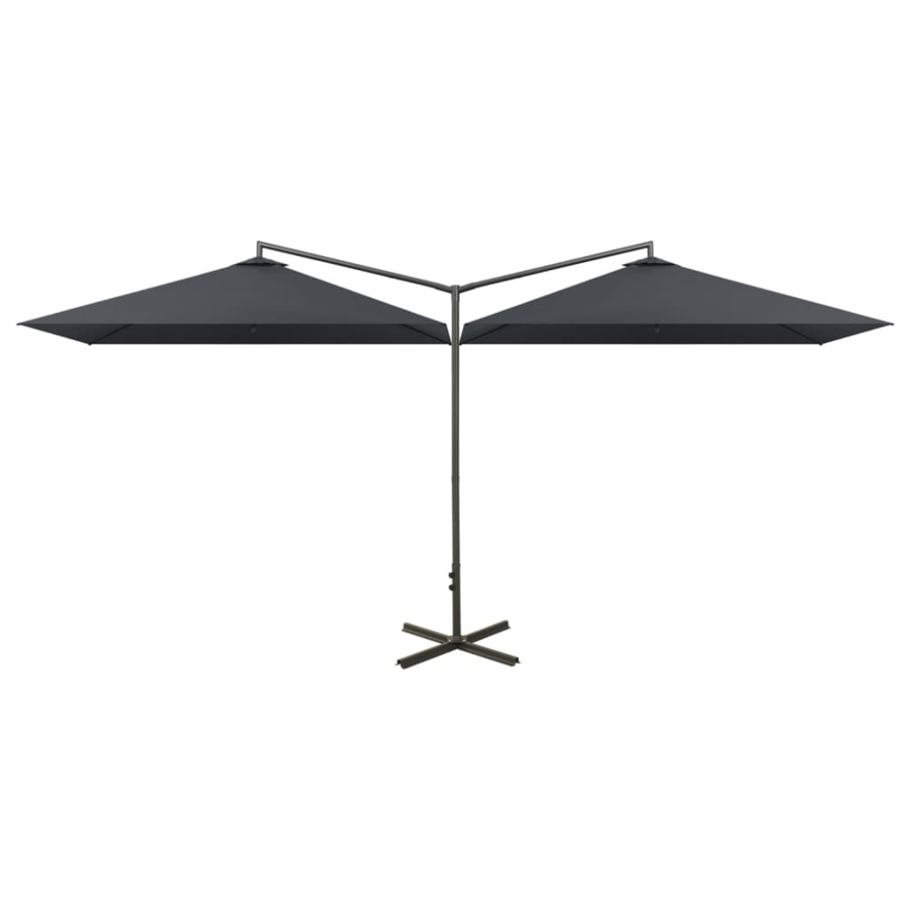 vidaXL Umbrelă de soare dublă cu stâlp din oțel, antracit, 600x300 cm