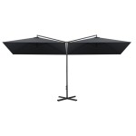 vidaXL Umbrelă de soare dublă cu stâlp din oțel, antracit, 600x300 cm