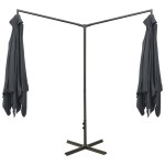 vidaXL Umbrelă de soare dublă cu stâlp din oțel, antracit, 600x300 cm