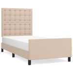 vidaXL Cadru de pat cu tăblie, cappuccino, 100x200 cm, piele ecologică vidaXL Cadru de pat cu tăblie, cappuccino, 100x200 cm, piele ecologică