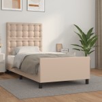 vidaXL Cadru de pat cu tăblie, cappuccino, 100x200 cm, piele ecologică vidaXL Cadru de pat cu tăblie, cappuccino, 100x200 cm, piele ecologică