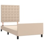 vidaXL Cadru de pat cu tăblie, cappuccino, 100x200 cm, piele ecologică vidaXL Cadru de pat cu tăblie, cappuccino, 100x200 cm, piele ecologică