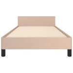 vidaXL Cadru de pat cu tăblie, cappuccino, 100x200 cm, piele ecologică vidaXL Cadru de pat cu tăblie, cappuccino, 100x200 cm, piele ecologică