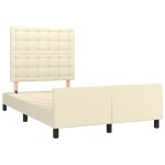 vidaXL Cadru de pat cu tăblie, crem, 120x200 cm, piele ecologică