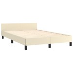 vidaXL Cadru de pat cu tăblie, crem, 120x200 cm, piele ecologică