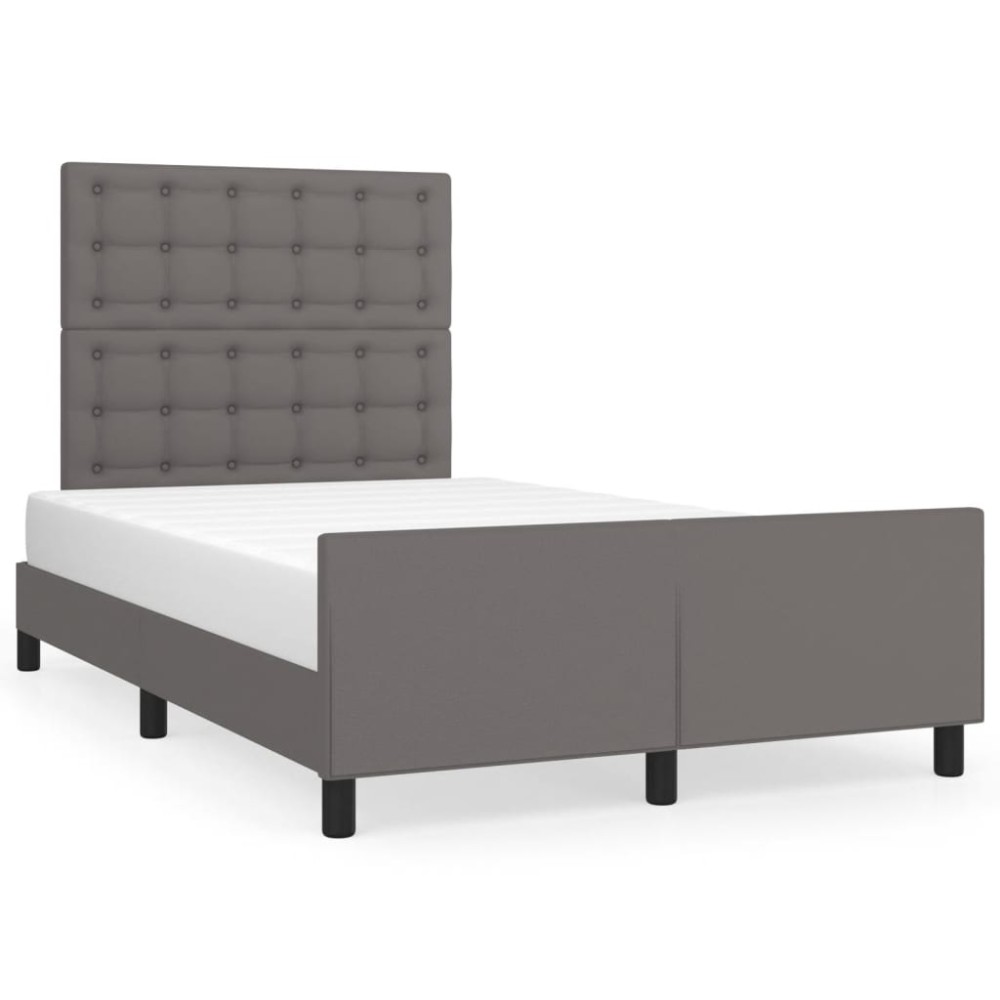 vidaXL Cadru de pat cu tăblie, gri, 120x200 cm, piele ecologică