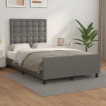vidaXL Cadru de pat cu tăblie, gri, 120x200 cm, piele ecologică vidaXL Cadru de pat cu tăblie, gri, 120x200 cm, piele ecologică