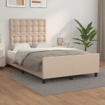 vidaXL Cadru de pat cu tăblie, cappuccino, 120x200 cm, piele ecologică vidaXL Cadru de pat cu tăblie, cappuccino, 120x200 cm, piele ecologică