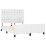 vidaXL Cadru de pat cu tăblie, alb, 140x190 cm, piele ecologică vidaXL Cadru de pat cu tăblie, alb, 140x190 cm, piele ecologică