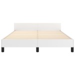 vidaXL Cadru de pat cu tăblie, alb, 140x190 cm, piele ecologică vidaXL Cadru de pat cu tăblie, alb, 140x190 cm, piele ecologică