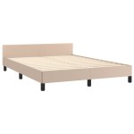 vidaXL Cadru de pat cu tăblie, cappuccino, 140x190 cm, piele ecologică vidaXL Cadru de pat cu tăblie, cappuccino, 140x190 cm, piele ecologică