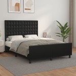 vidaXL Cadru de pat cu tăblie, negru, 140x200 cm, piele ecologică vidaXL Cadru de pat cu tăblie, negru, 140x200 cm, piele ecologică