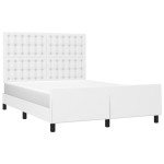 vidaXL Cadru de pat cu tăblie, alb, 140x200 cm, piele ecologică vidaXL Cadru de pat cu tăblie, alb, 140x200 cm, piele ecologică