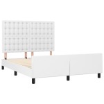 vidaXL Cadru de pat cu tăblie, alb, 140x200 cm, piele ecologică vidaXL Cadru de pat cu tăblie, alb, 140x200 cm, piele ecologică