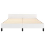vidaXL Cadru de pat cu tăblie, alb, 140x200 cm, piele ecologică vidaXL Cadru de pat cu tăblie, alb, 140x200 cm, piele ecologică