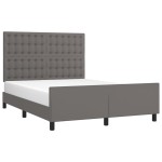 vidaXL Cadru de pat cu tăblie, gri, 140x200 cm, piele ecologică vidaXL Cadru de pat cu tăblie, gri, 140x200 cm, piele ecologică