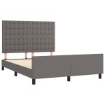 vidaXL Cadru de pat cu tăblie, gri, 140x200 cm, piele ecologică vidaXL Cadru de pat cu tăblie, gri, 140x200 cm, piele ecologică