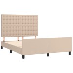 vidaXL Cadru de pat cu tăblie, cappuccino, 140x200 cm, piele ecologică vidaXL Cadru de pat cu tăblie, cappuccino, 140x200 cm, piele ecologică