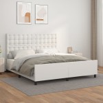 vidaXL Cadru de pat cu tăblie, alb, 160x200 cm, piele ecologică vidaXL Cadru de pat cu tăblie, alb, 160x200 cm, piele ecologică