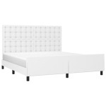 vidaXL Cadru de pat cu tăblie, alb, 160x200 cm, piele ecologică vidaXL Cadru de pat cu tăblie, alb, 160x200 cm, piele ecologică