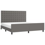 vidaXL Cadru de pat cu tăblie, gri, 160x200 cm, piele ecologică vidaXL Cadru de pat cu tăblie, gri, 160x200 cm, piele ecologică