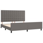 vidaXL Cadru de pat cu tăblie, gri, 160x200 cm, piele ecologică vidaXL Cadru de pat cu tăblie, gri, 160x200 cm, piele ecologică